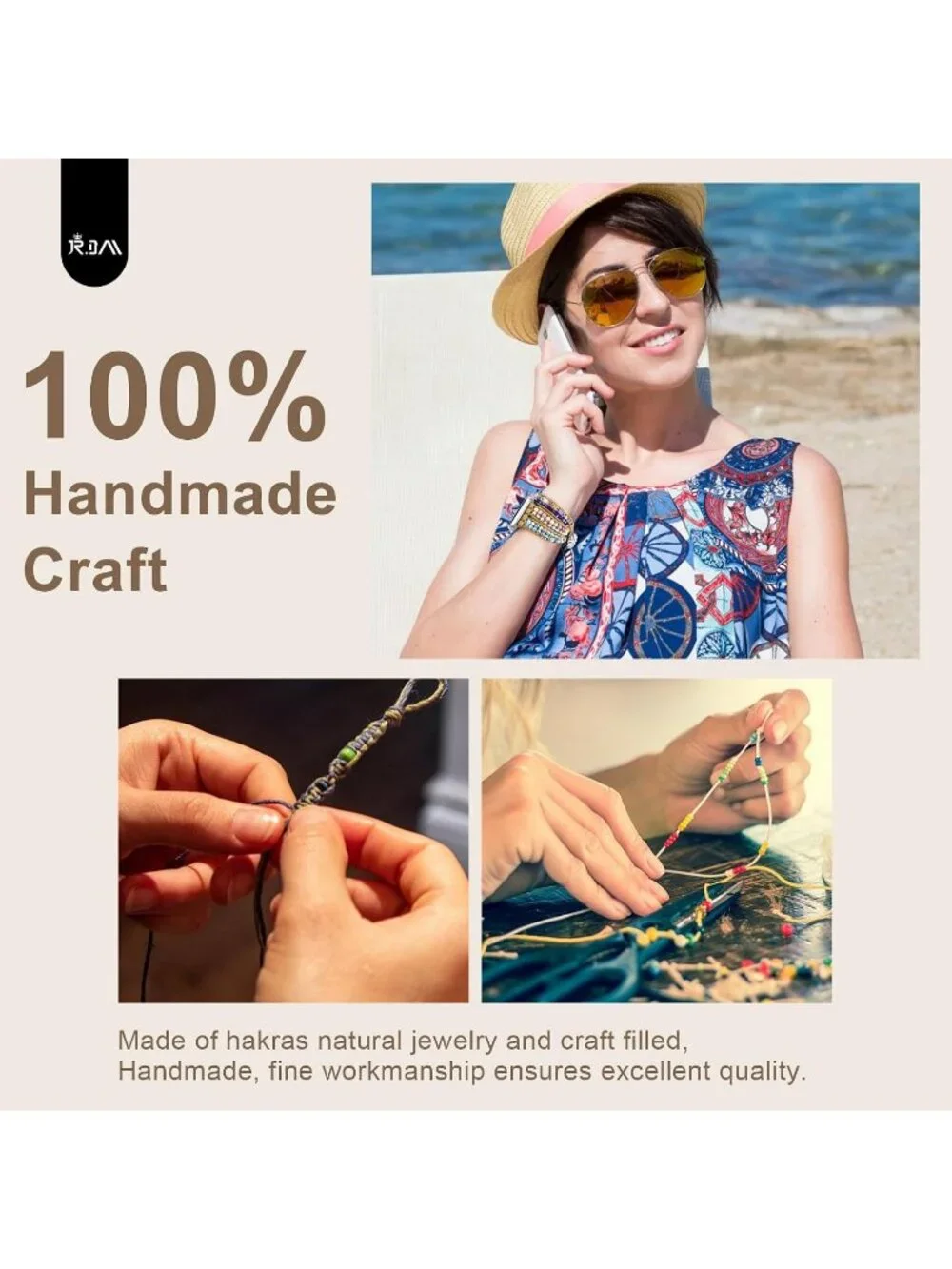 Women's Colorful Boho Beaded Band Compatible with Apple Stones Bracelet Watch